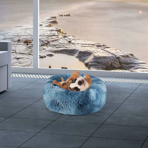 Donitsi-koiran ja -kissan peti, pehmeä plushipehmuste, liukumaton konepesu, itsestään lämpenevä lemmikkipetti - parempi uni kissoille ja pienille ja keskikokoisille koirille (useita kokoja