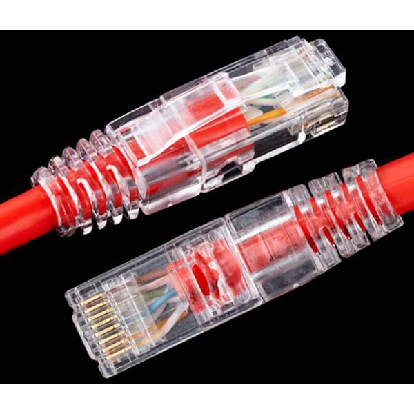 50 stk Serie Cat6 RJ45 UTP-kontakt Ethernet-kabelkontakt 8P8C Nettverk CAT 6 Modulære plugger med 6,5 mm RJ45-hetter