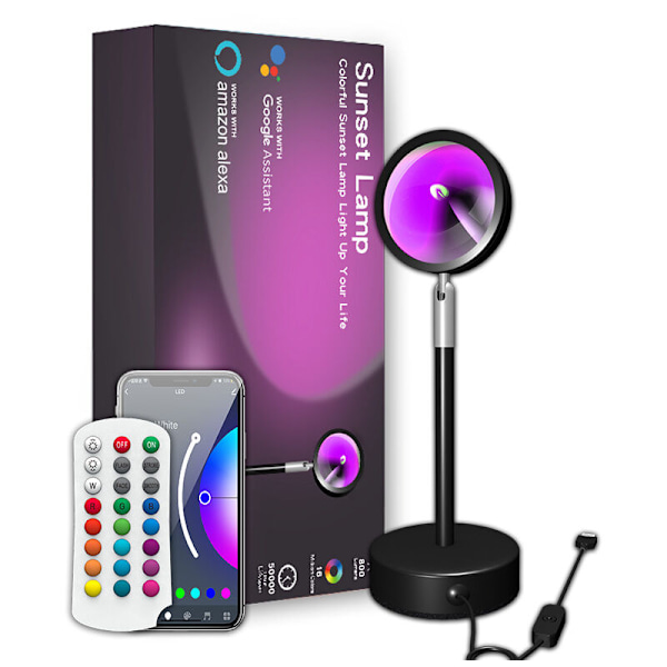 RGB Golv Stämningslampa med APP Fjärrkontroll, Regnbåge Projektion, Solnedgångslampa, Live Streaming, Bakgrundsbelysning Bluetooth APP Golvlampa