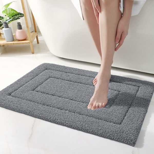 Liukumaton kylpymatto, erittäin imukykyinen, konepestävä ja kuivattava, erittäin pehmeä lattiamatto kylpyammeeseen, suihkuhuoneeseen, pesualtaaseen, 24\" x 16\", harmaa
