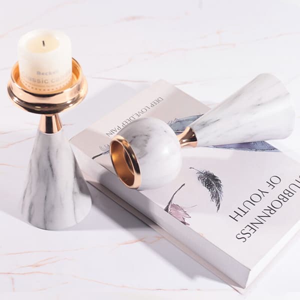 Imitation Marble Pattern Candle Holder Dining Room Decoration Model Decoration Spherical Crafts