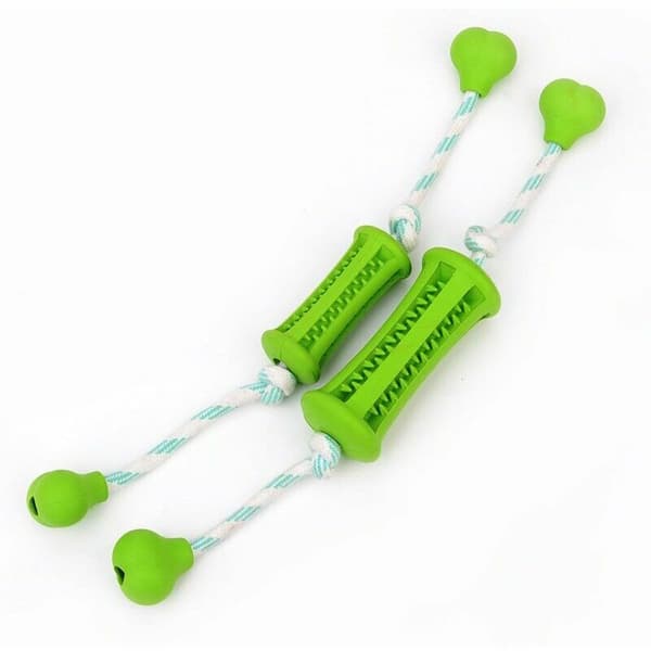 Hundleksak tuggleksak tuggboll med rep 9x37cm (marinblå)