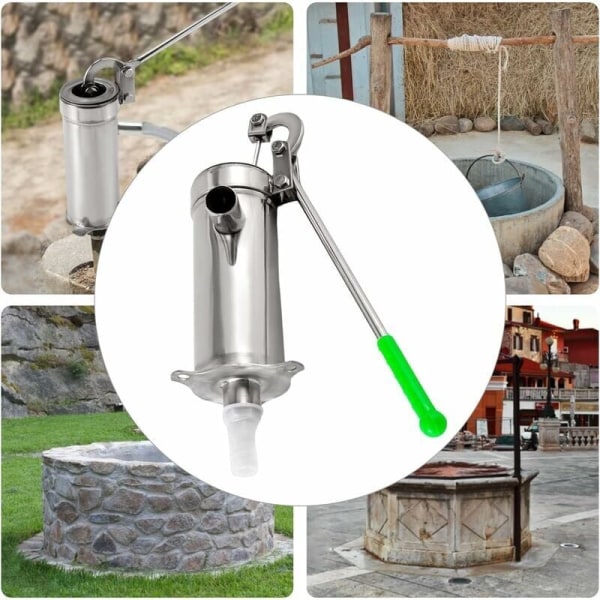 Rostfri handvattenpump - Handpump - Manuell vattenpump för grundvatten upp till 10 m djup,