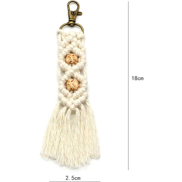 Mini Macrame-avainperä Boho-laukkucharmit auton avaimelle, lompakolle, puhelimen tarvikkeille, punainen