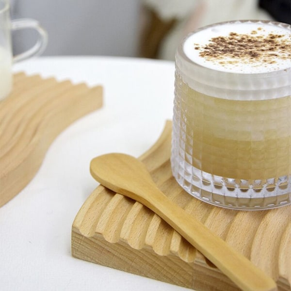Kreativ bølget kaffebrett, skjærebrett i bøk, serveringsbrett i tre, dessertplate borddekorasjon-S