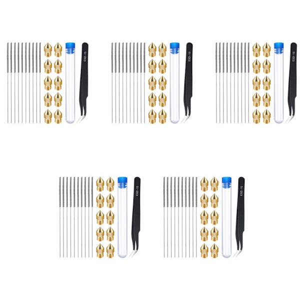 105 deler 3D-printerdyse rengjøringssett 0,4 mm Mk8 dyser nåler