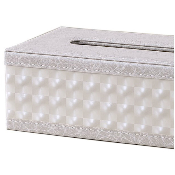 PU Læder Kosmetikæske Servietæske Lommetørklæde, 25X14X9.5Cm (Beige)