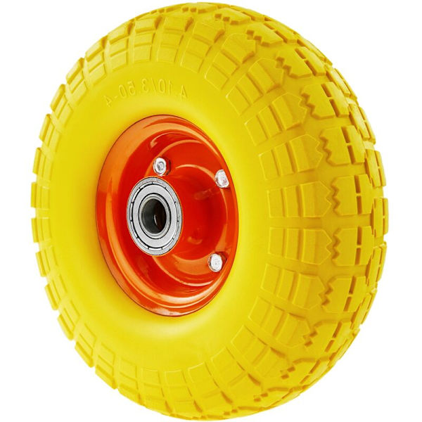 Gult massivt hjul för skottkärra 10x3,5” och 120 kg