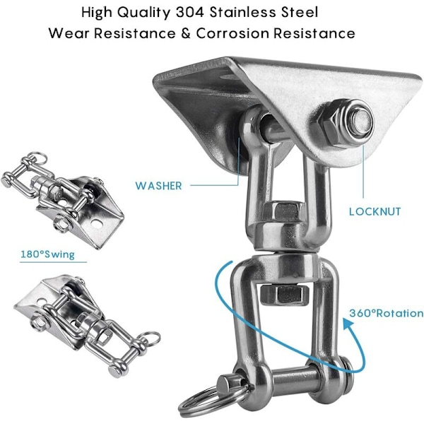 Innovativ takkrok med 304 rustfritt stål 500 kg kapasitet 360° rotasjon, oppheng for betong tresett, hengekøye, hengelampe, hengekøye