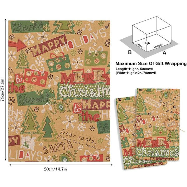6-pack presentpapper, för jul- och födelsedagsförpackningar, presentpapper