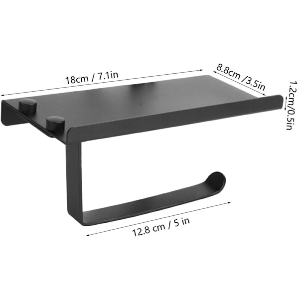 Aluminium Papirholder, Vægmonteret Hjemmebadeværelse Toiletpapirholder Opbevaringshylde, Sort