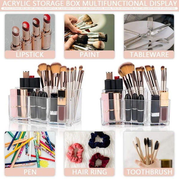 Kosmetik Organizer, Makeup Opbevaring Kosmetikbørste Krystal Transparent Beholderboks