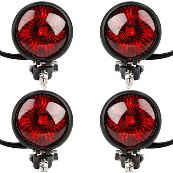 4X Rød 12V LED Sort Justerbar Cafe Style Stop Hale Lygte Motorcykler Motorcykel Bagbremselys til Chopper