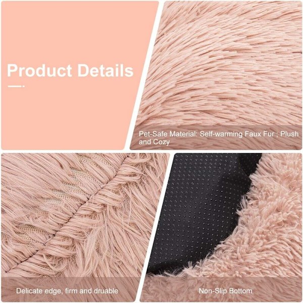 Ortopædisk Hundebed Behagelig Donut Cuddler Rund Hundebed Ultra Blød Vaskbar Hund og Kat Pude Bed (80cm, Pink)