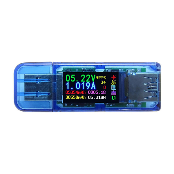 USB-testeri, AT34 USB 3.0 värillinen LCD-jännitteenmittari ampeerimittari virtamittari multimetri USB-laturin testaaja