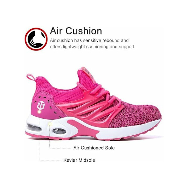 Säkerhetsskor Herr Dam Säkerhetssneakers Arbetsskor Konstruktionssko Ståltåhätta Säkerhetssko Rosa Färg Rosa-35