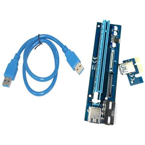 PE503 PCI-E 1X til 16X forlængerkabel dobbelt interface 4PIN + SATA til BTC Miner