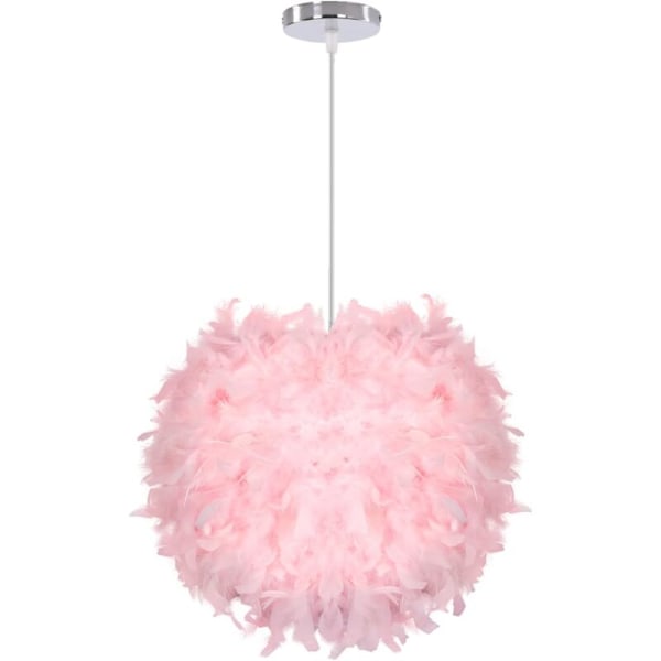 Lysekrone Hængende Ø 30cm Loftlampe Lyserød Fjer Lysekrone Hængende Belysning til Soveværelse Stue (Pink)-