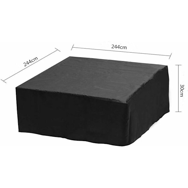 Kvadratisk Spa-Täckning för Spa, Rektangulär Trädgårdsbadkar Täckning Tillverkad av 210D Oxfordtyg Vind- och UV-Resistent (244x244x30cm, Svart)
