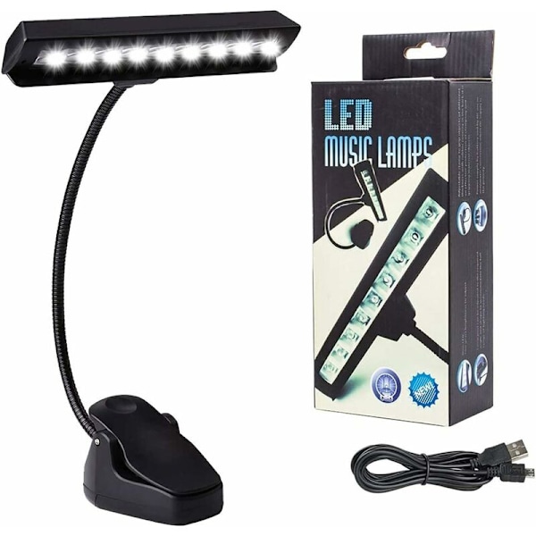 LED Bordklemmelampe, Fleksibel USB Genopladelig Klemme Natlys, 9 LED Lampe med Justerbar Lysstyrke til Klaver Rejse Bord og Seng HIASDFLS