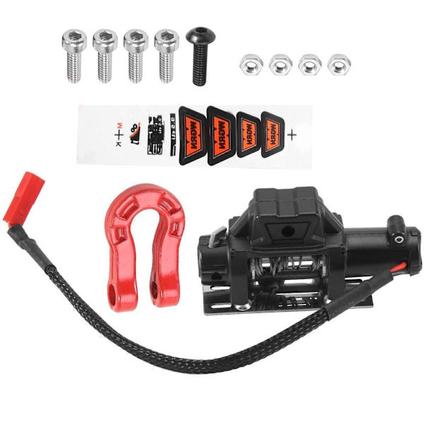 Simuloitu automaattinen metallilanka vinssi 1/10 RC-autoon Axial SCX10 90046 TRX4 D90 Redcat, musta