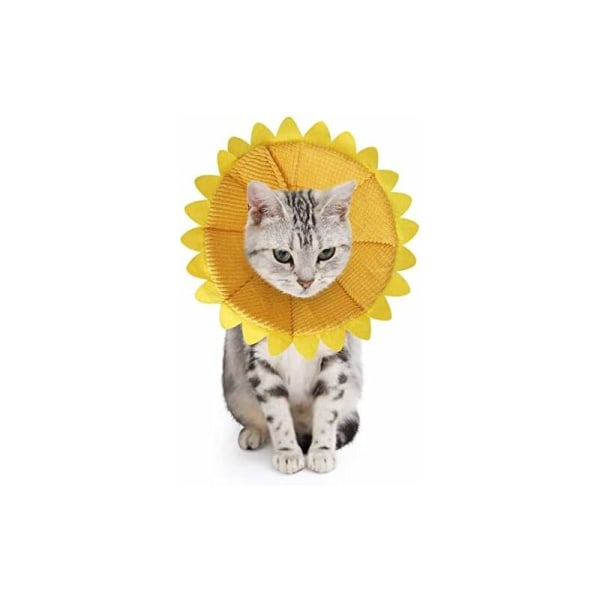 Koiran ja kissan kaulurit, puremattomat, säädettävät suojakauliri, mukava kartio koirille ja kissoille, joissa on ihastuttava keltainen auringonkukkamalli (S)-