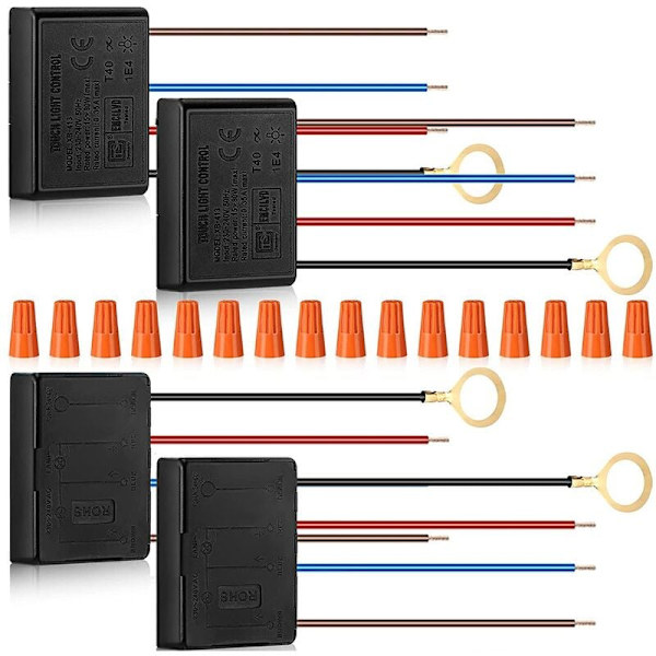 20 stk. 3-vejs tryk-dæmperkontakt 4 stk. skrivebordslampe sensor dæmper reparationssæt udskiftningssensor med 16 stk. ledningshætter