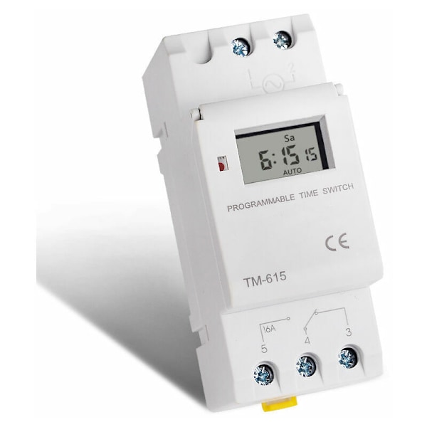 TM615-2 Programmerbar Timer Tidströmbrytare Energibesparande Tidstyrning Railsmontering 220V AC