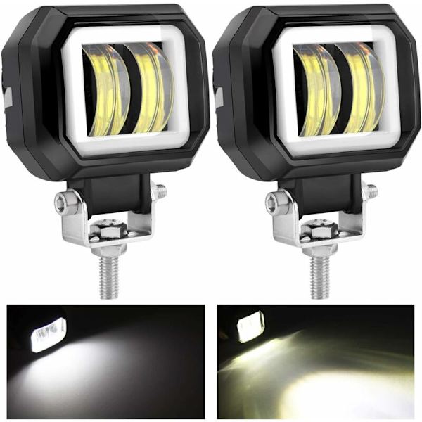 2 st 20W LED Dimljus Offroad Angel Eye Dagsljus LED Arbetslampa Vattentät för Lastbilar SUV ATV Motorcykel Traktor Båt