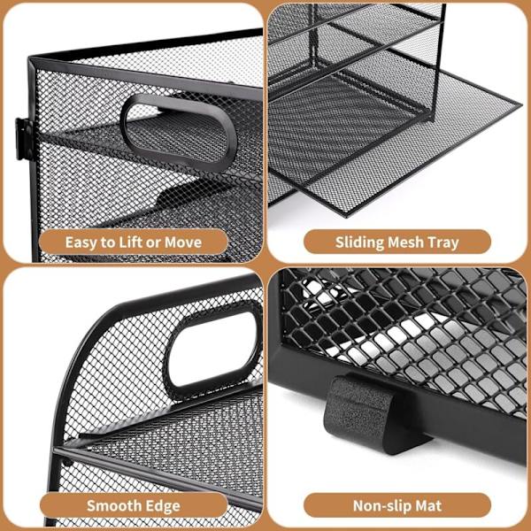 Mesh-brevholder - Skrivebordsarrangør - A4-dokumentmappe - for hjem, kontor, skole (metallnett - 5 nivåer)