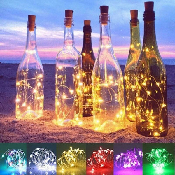 20 LED-vinflaskeljus Solcellslampor Stjärnformade Vinproppsfästade Ljus för DIY-Fester Halloween Jul Bröllop Dekoration Vit