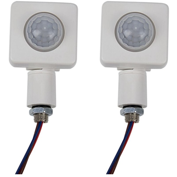 2x Automatisk PIR 85-265V Säkerhets-Infraröd Rörelsesensor Detektor Väggmonterad LED Utomhus Vit