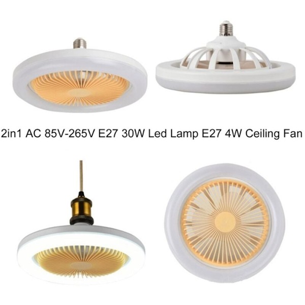 30W takvifte med lyslampe E27 konverterbase med fjernkontroll for soverom, hjem, hvit + rosa