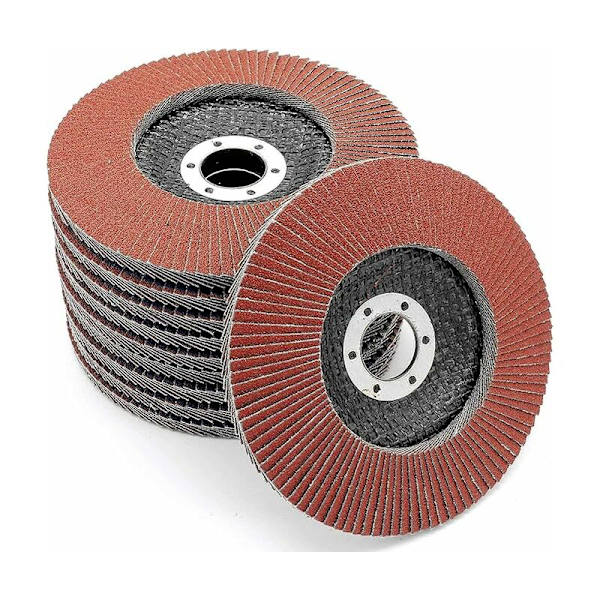 Skiveplate │ Rød │ 10 stk │ Diameter 125mm │ Hull 22mm │ 40/60/80/120 korn │ Rustfritt stål │ Slipeskive │ Klaff │ Poleringsskive │ - (80 korn