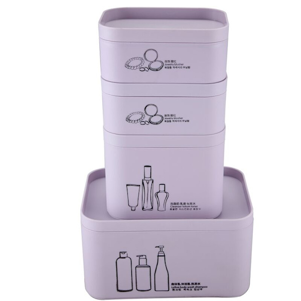 4 stk. serie/sæt makeup organizer til kosmetik opbevaringsboks til plastikboks opbevaring diverse beholdere til tablets