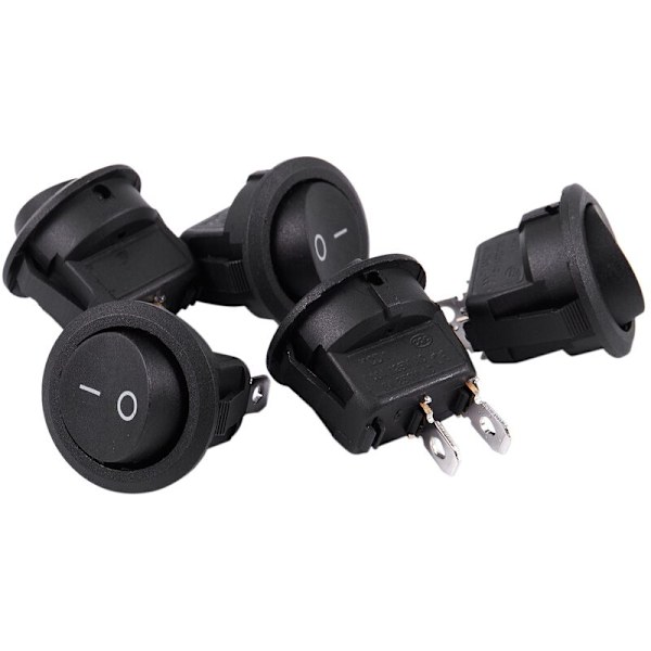 5 st SPST Svart På/Av Knapp Rund Vippströmbrytare 6A/250V AC 10A/125V