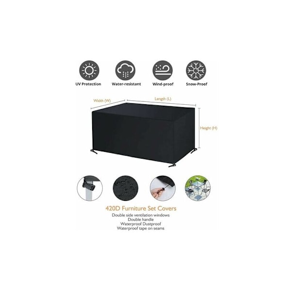 MINE Bcc Havemøbelovertræk, 14014090cm Polyester Sort Oxfordstof Havemøbelovertræk Vandafvisende Havebordovertræk Med Snøre Og Tryklås