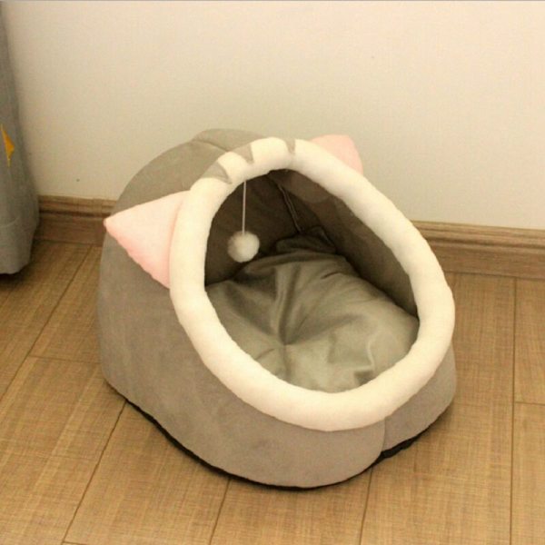 Varmt katteseng kjæledyrkurv komfortabel kattunge lounger pute katt hund matte bag for vaskbare hule senger (L)