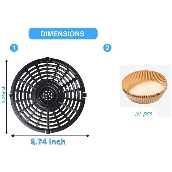 Airfryer-reservedele, opgraderet rund grill-crisper-plade, non-stick-belægning til airfryer-tilbehør