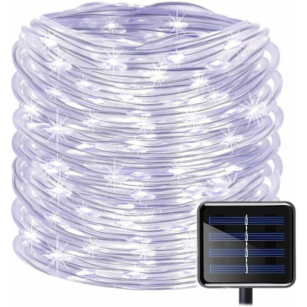 Solcellslinga, 12M 100LED Solcells utomhus ljusslinga Koppartråd Rör Utomhus Fe-slinga Vattentät (Vit)