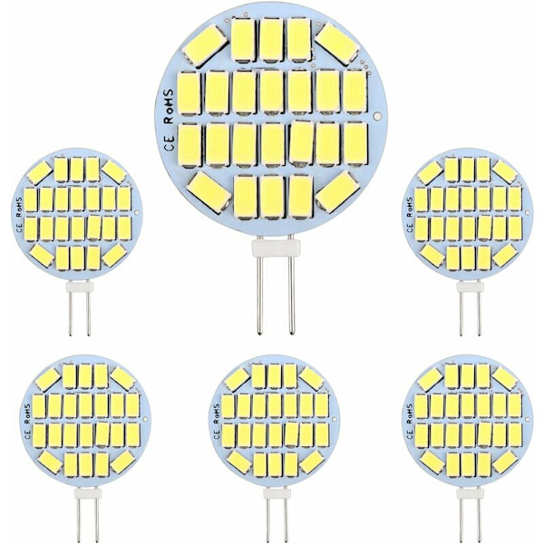 G4 LED 3W, AC12-24V, 300LM Kalla vita 6000K, 24x5730 SMD, motsvarande 30W halogenlampa, ej dimbar, G4 rund LED-lampa för skåpsbelysning, belysning