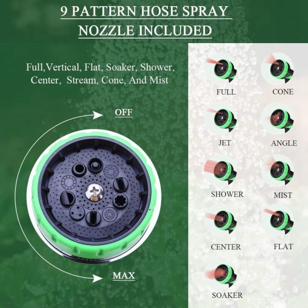 50 Fod Udvidelig Havevandslange med 9 Funktionelle Dysers Fleksibel Slange Holdbar Vandslange - Amerikansk Interface