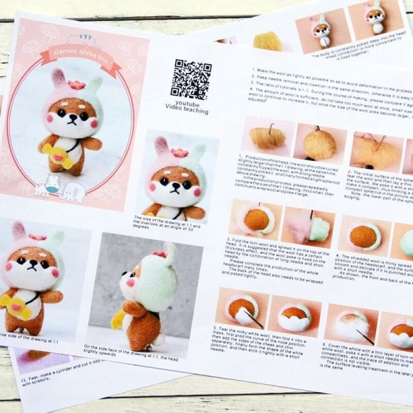 Fashion Doll Filt Hantverk DIY Osytt Set Kit för Nål Material Väska Paket Docka för Flicka, B