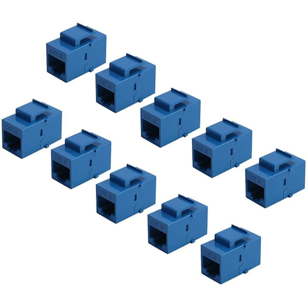 10 kpl RJ45 Cat6 -liitinjatkoliitin Ethernet-verkko LAN 6 pistorasiaa Liitinjatkoliitinsovitin, sininen