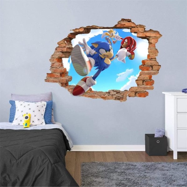 Sonic väggdekal för barn tecknad bakgrundsvägg för sovrum