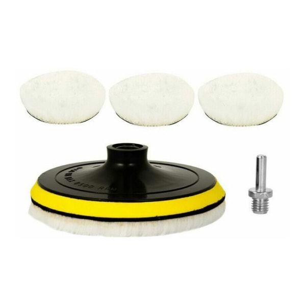 5 Pieces 150mm Wool Polishing Pad, Polishing Disc Polishing Sponge Pads Car Polishing Kit for with M14 Drill Bit for Car Polishing Grinding Waxing