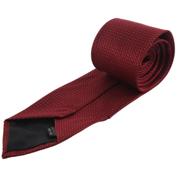 Mens Pure Color Solid Wedding Tie Check Tie Wine Red