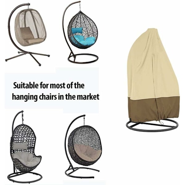 Trädgård Rattan Vicker Vattentät Hängande Stol Möbelöverdrag - Skyddande Överdrag för Äggstol - Överdrag i 210D Oxford Polyester PVC-beläggning