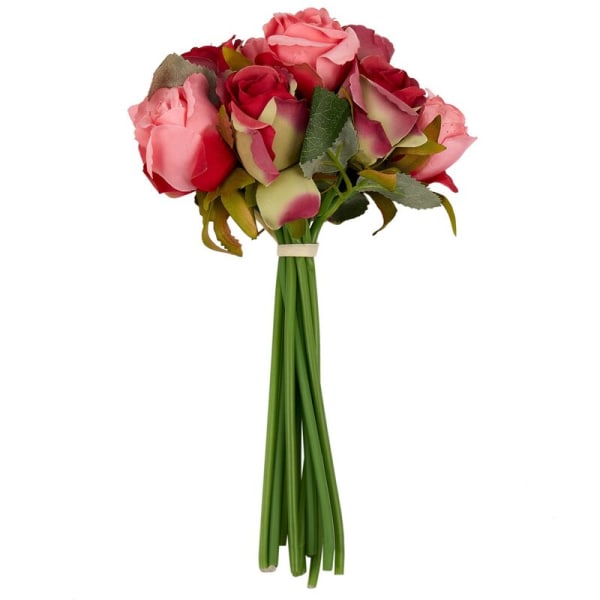 12 stk/partier Kunstige Rose Blomster Hvit Thai Bryllupsbukett Royal Silke Blomster Hjemmedekorasjon Bryllupsfest Dekor (Rød)