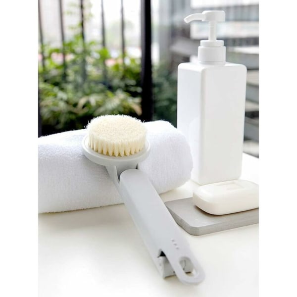 Long Handle Body Brush, Soft Exfoliating Back Bristles, Promotes Blood Circulation, Green Folding Brush for Bath, Shower -